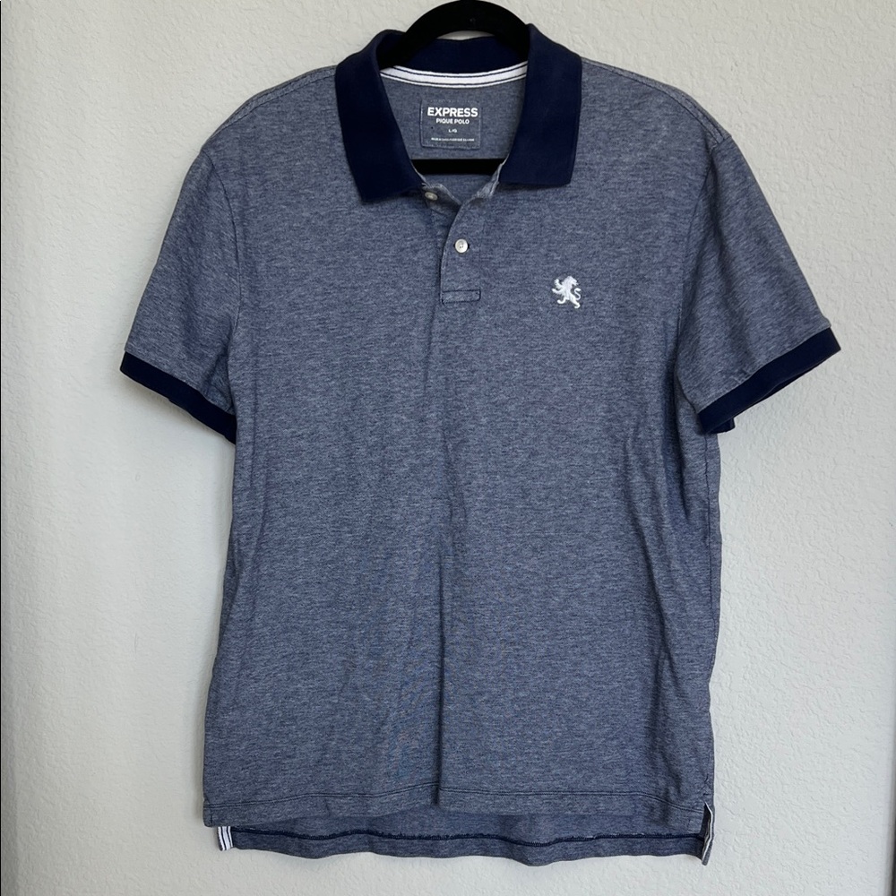 Express Pique Polo in Navy Blue Heather